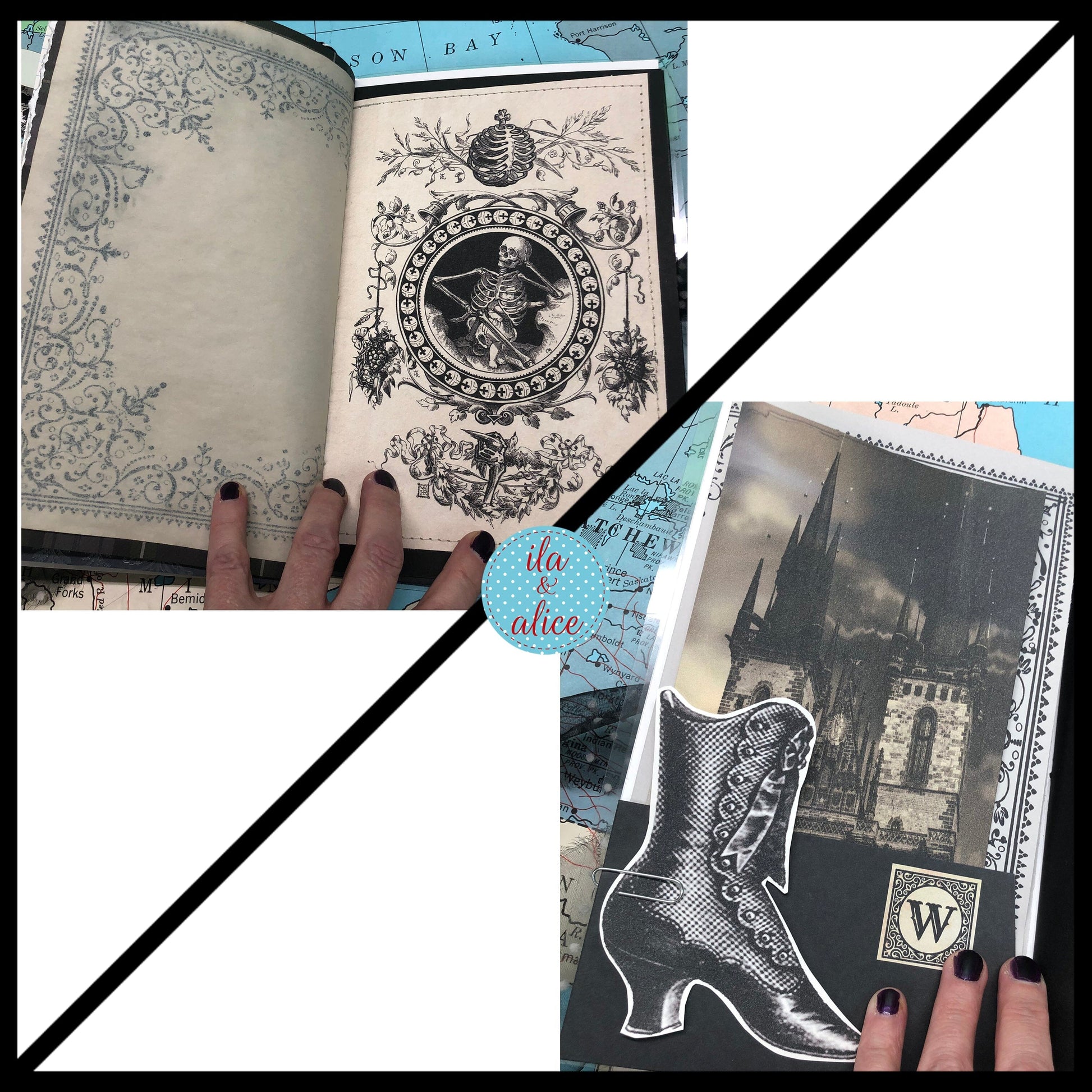 Winter Junk Journal with Full Moon & Crow Collage Cover