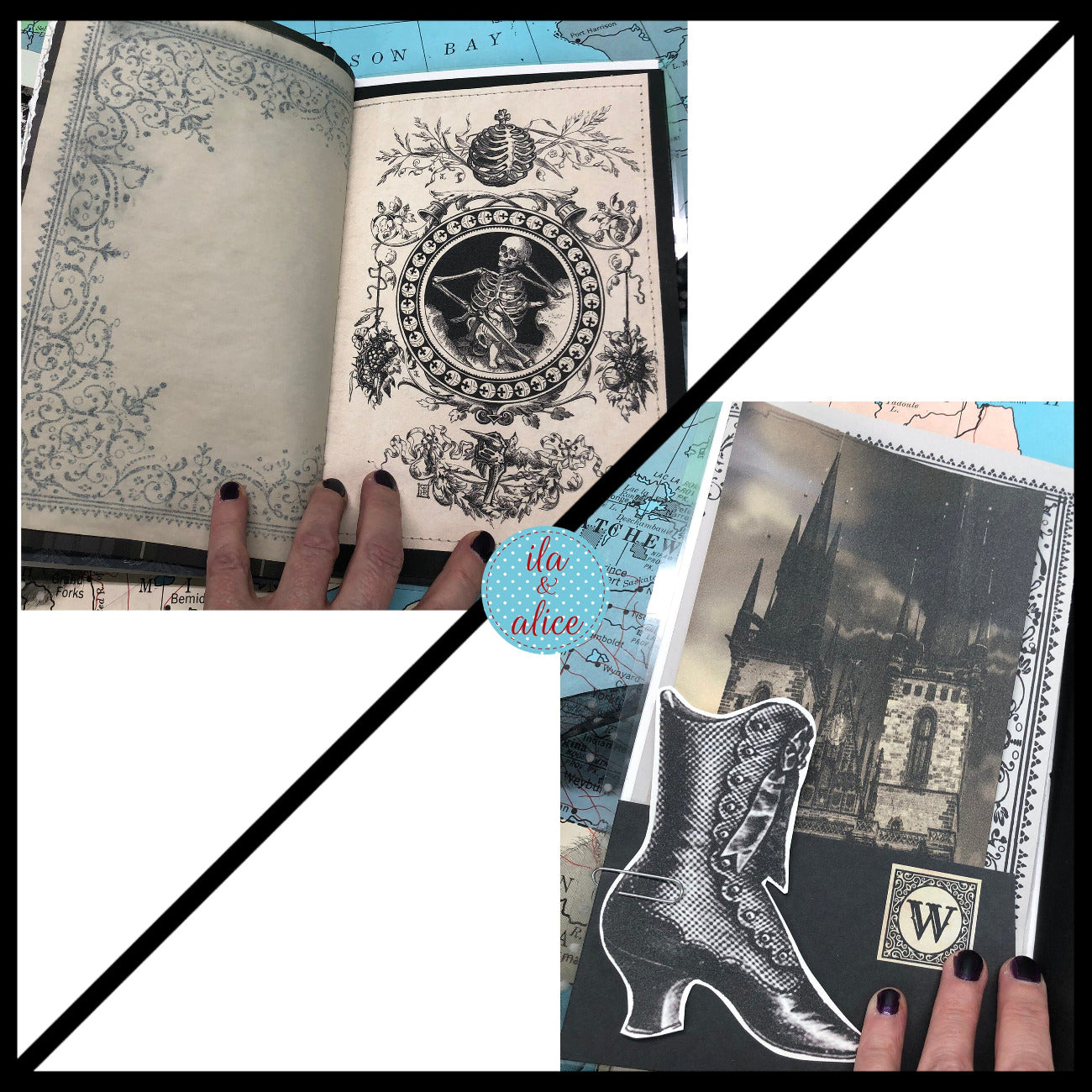 Dark Gothic Winter Junk Journal with Full Moon & Crow Collage Cover