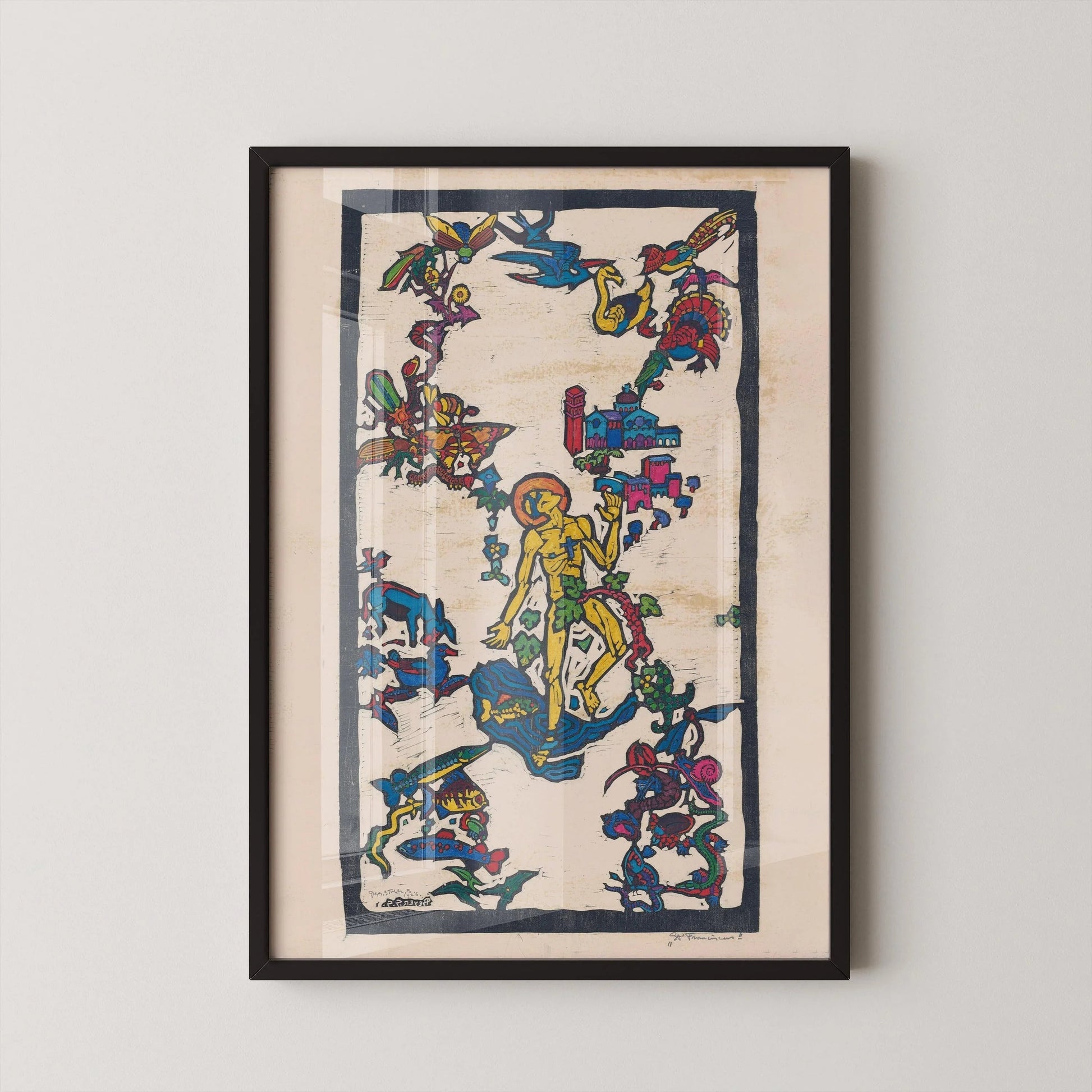 Reijer Stolk St. Franciscus Gravure sur bois : beaux-arts symbolistes