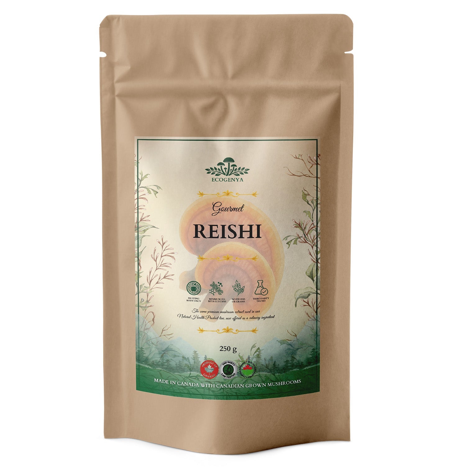 Ecogenya Gourmet Reishi Mushroom Powder – Organic Fruiting Body Extract, 35% Beta-Glucans