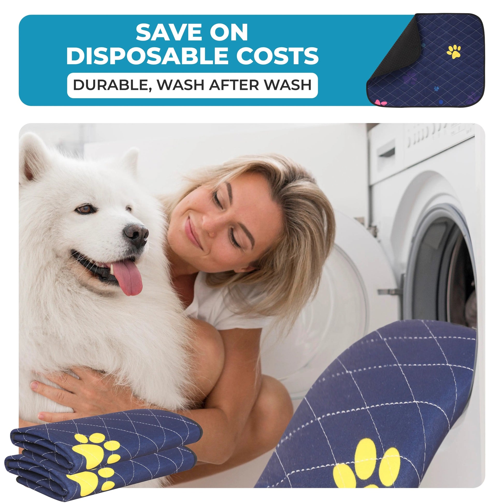 Washable Dog Pee Pads -  Super Absorbent, Leakproof, Quick-Drying, Reusable Puppy Pads