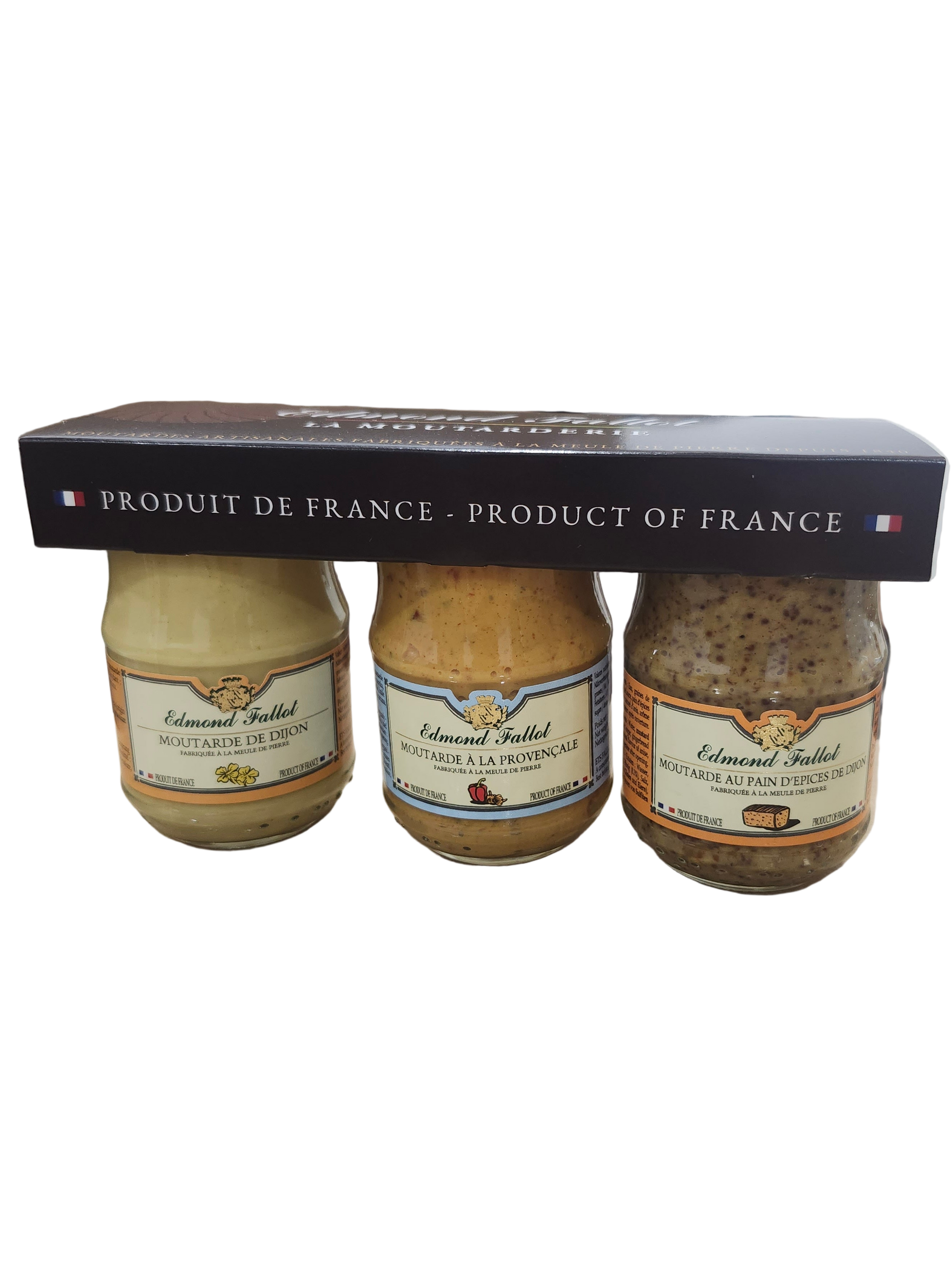 Edmond Fallot - Set of 3 Dijon Mustards (3×100ml) (Provencal, Traditional, Gingerbread)