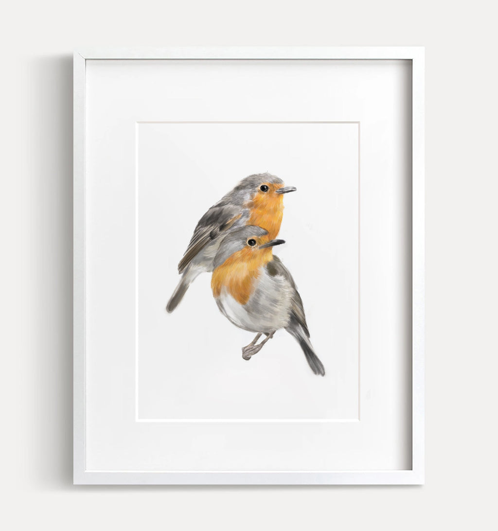 Robin Bird Friendship Print:  Scandinavian Wall Decor for Couples