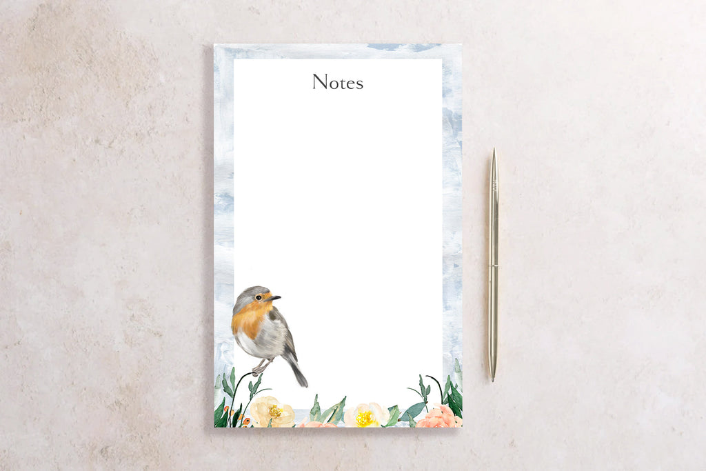 Bloc-notes vierge | Rouge-gorge dans le jardin printanier