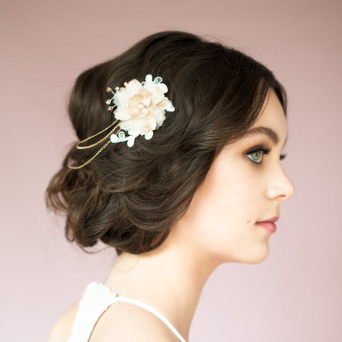 TAYLOR Silk Flower Bridal Hair Chain