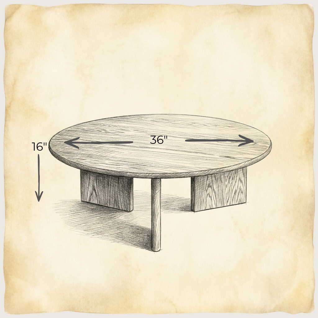 Round coffee table in white oak
