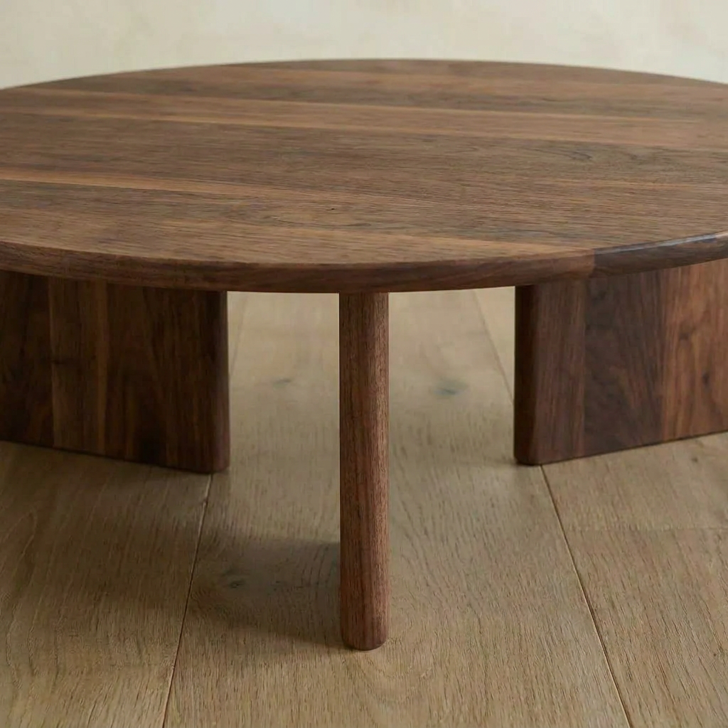 Round coffee table in walnut