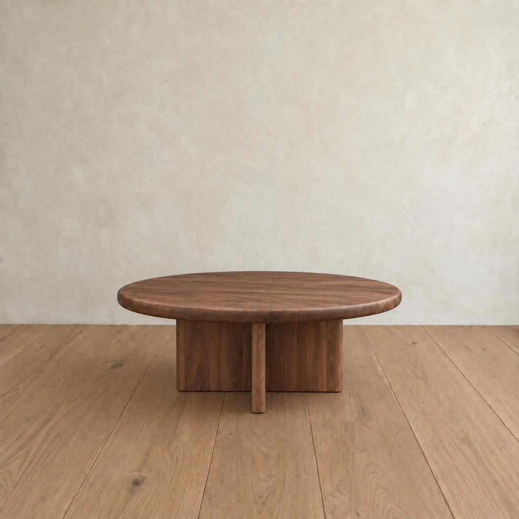 Round coffee table in walnut