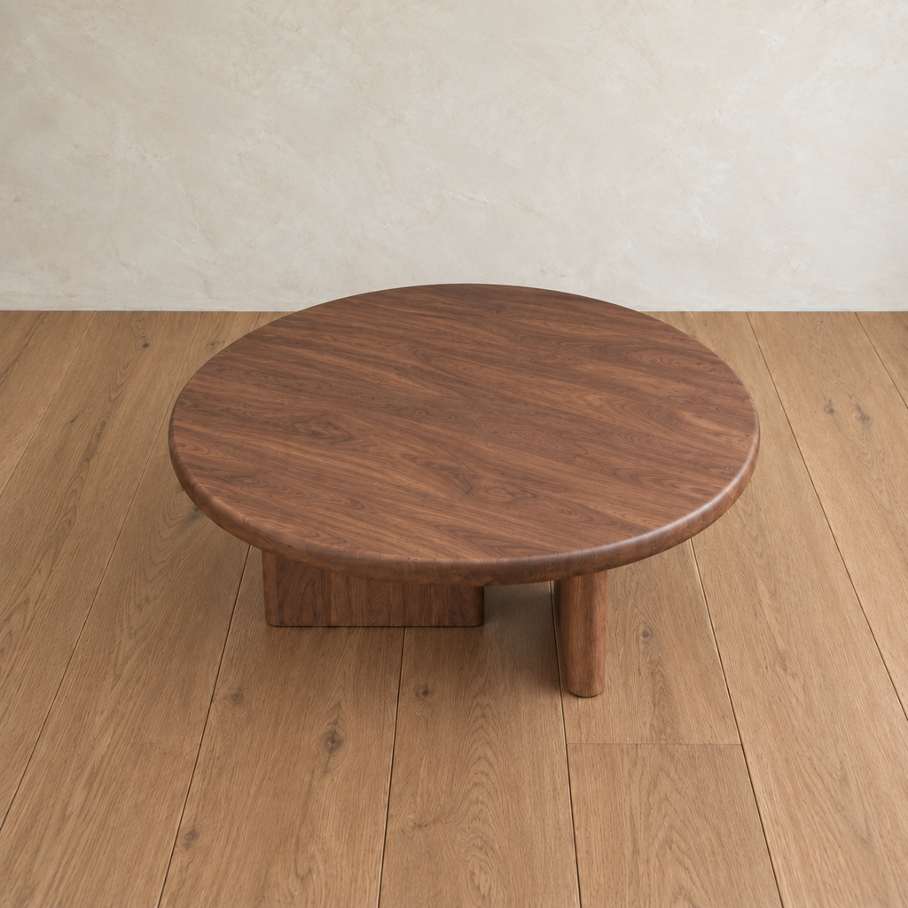 Round coffee table in walnut
