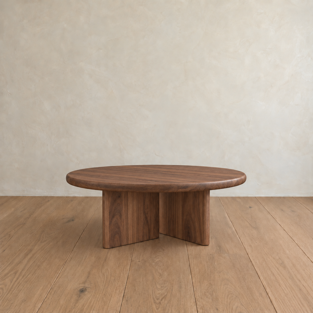 Round coffee table in walnut