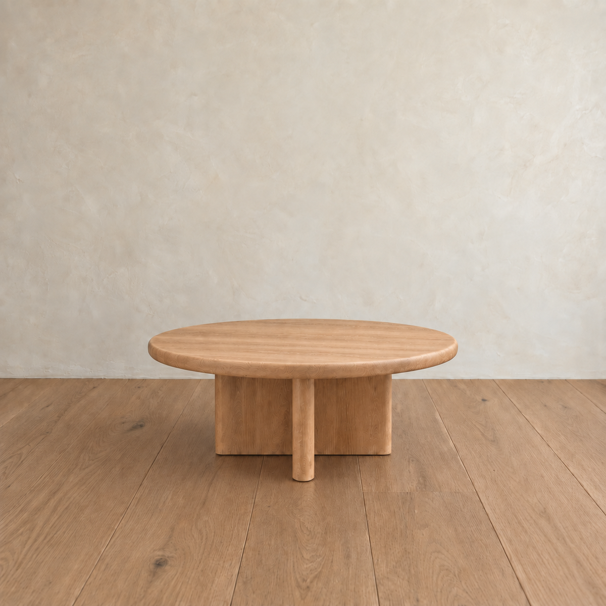 Round coffee table in white oak