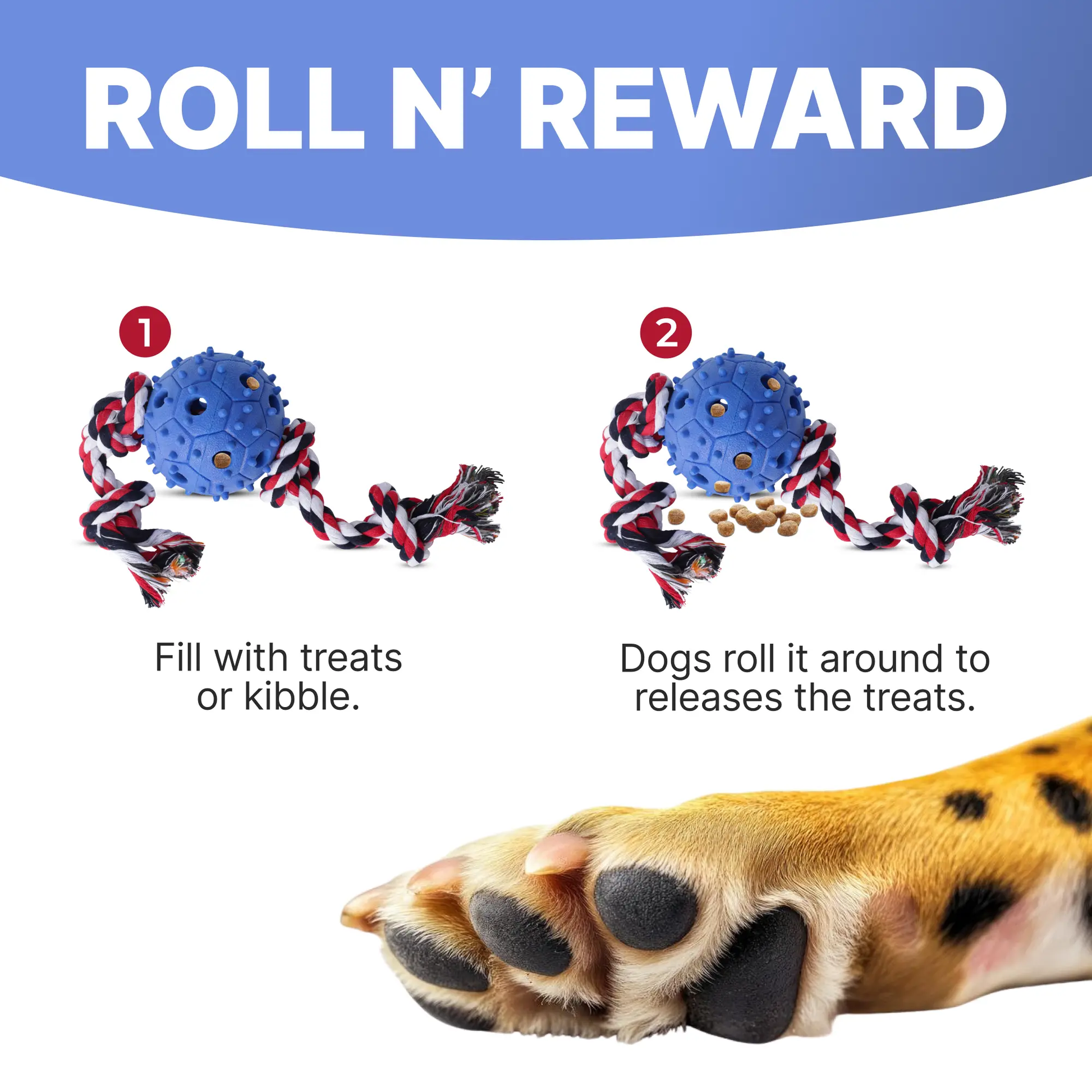 Jouet à mâcher pour chien avec corde à tirer et distributeur de friandises, balle en caoutchouc