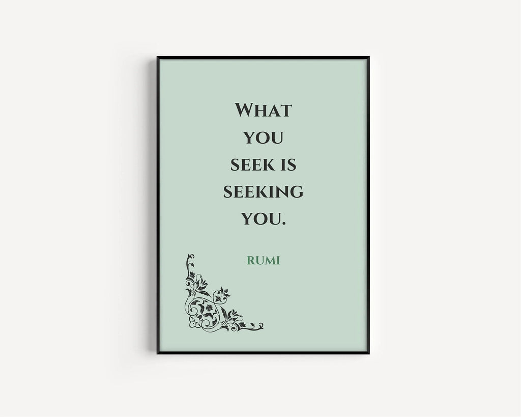 Rumi Quote Print: Mint Green Inspirational Poetry, Giclee Art