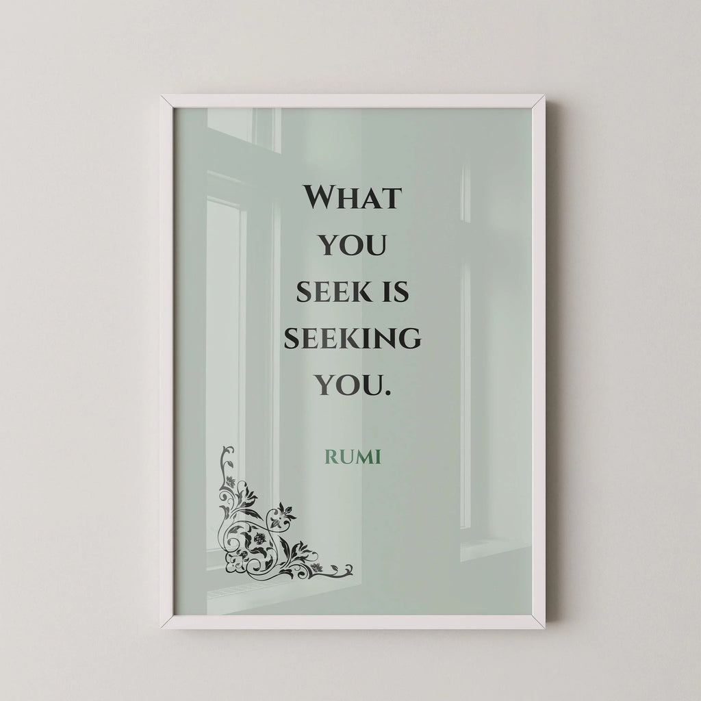 Rumi Quote Print: Mint Green Inspirational Poetry, Giclee Art