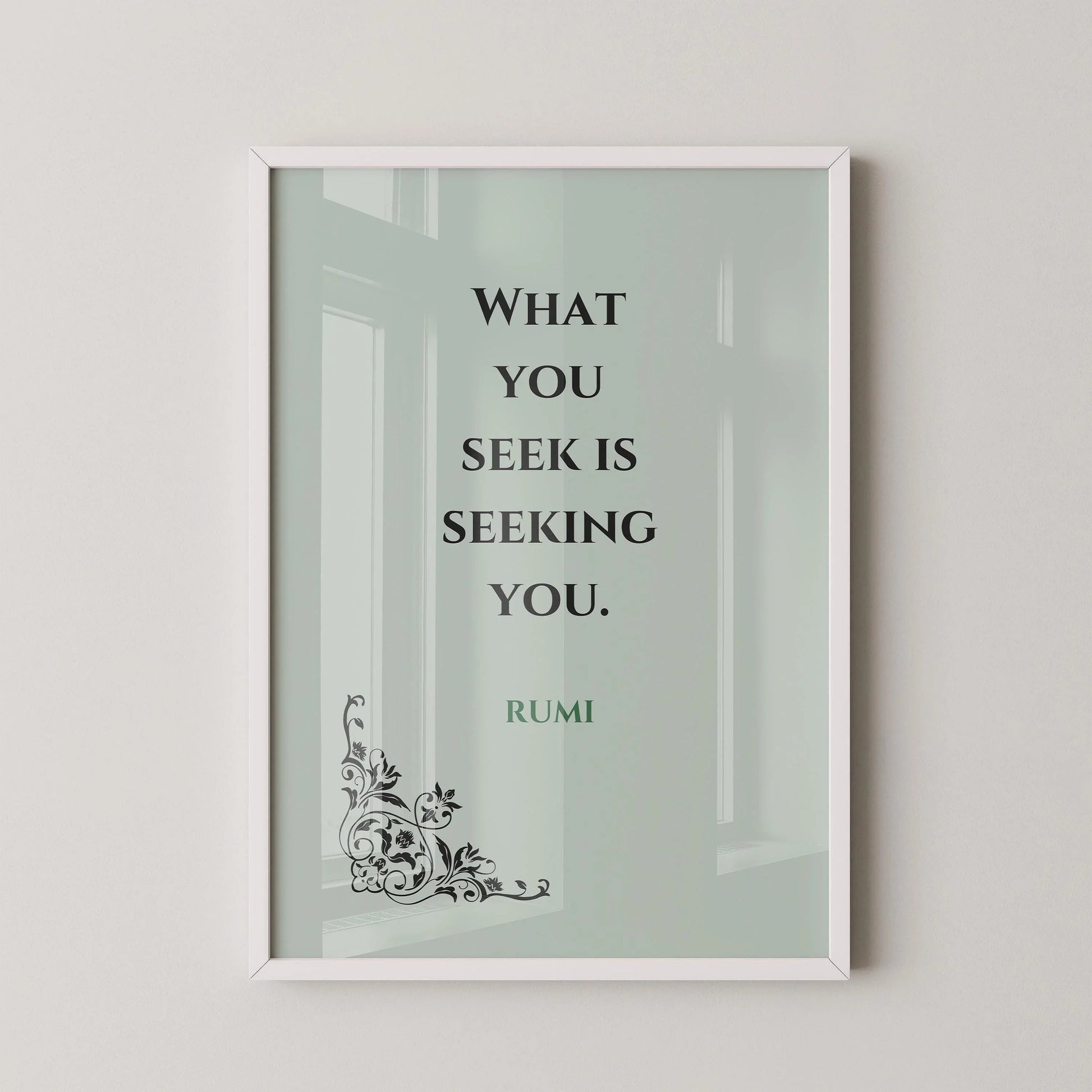 Rumi Quote Print: Mint Green Inspirational Poetry, Giclee Art