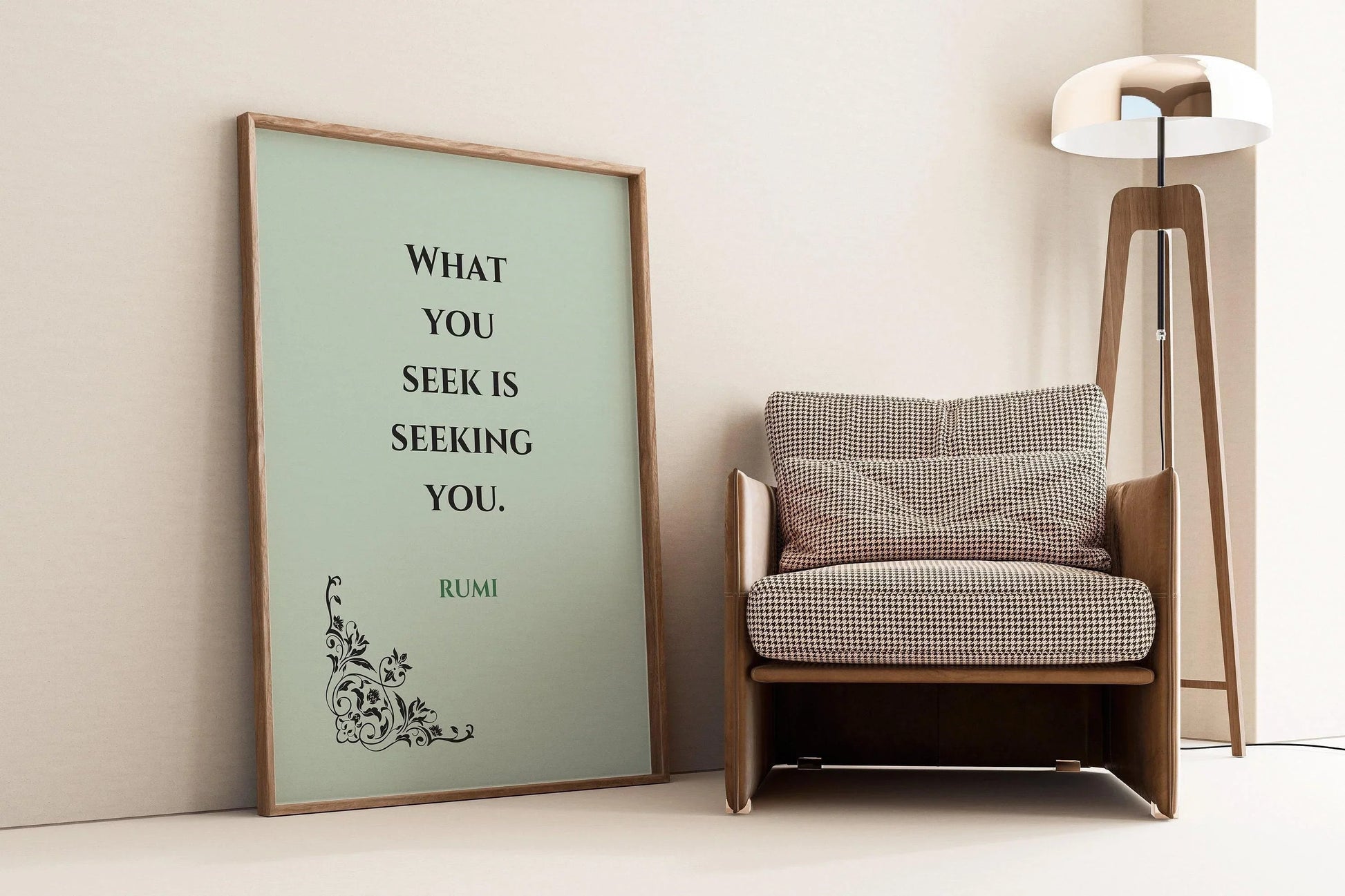 Rumi Quote Print: Mint Green Inspirational Poetry, Giclee Art