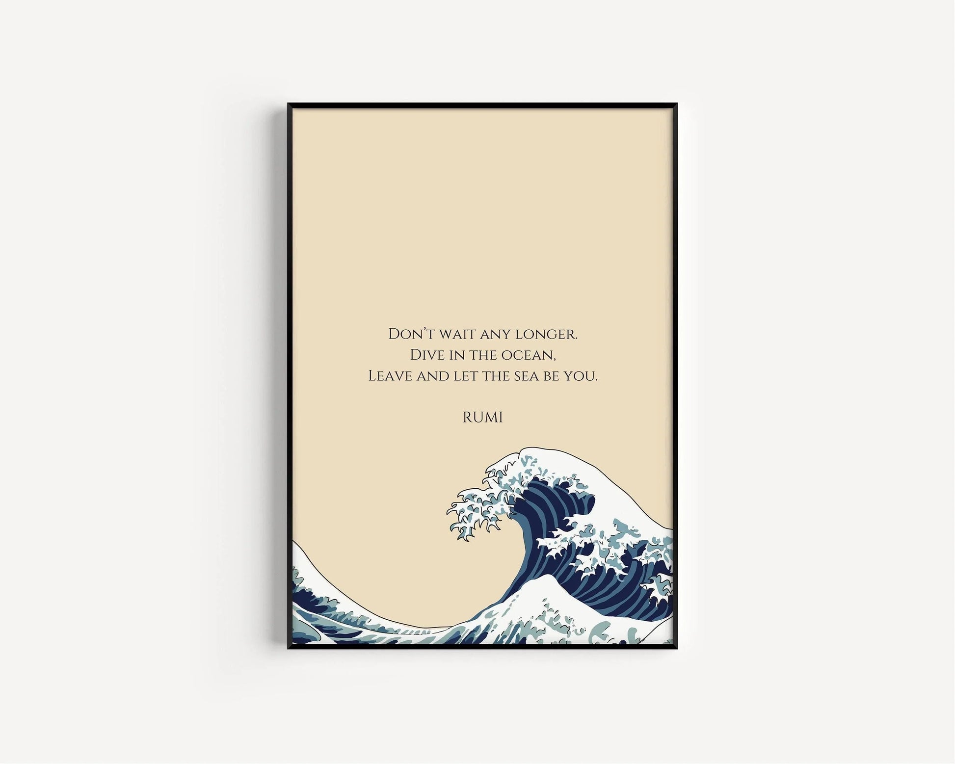 Estampe artistique Rumi Wave : Poésie inspirante beige (Giclée)
