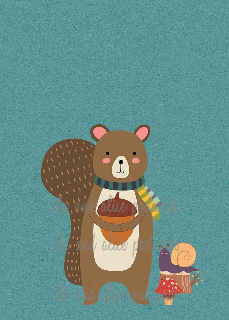 Cartes postales d'animaux des bois d'automne