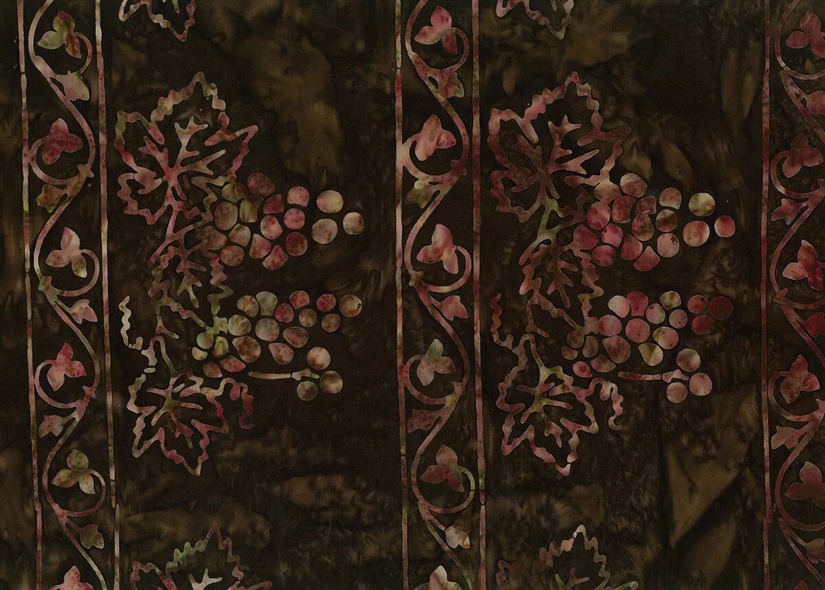 Tissu Batik Banyan - Vino - Rayures Raisin Marron