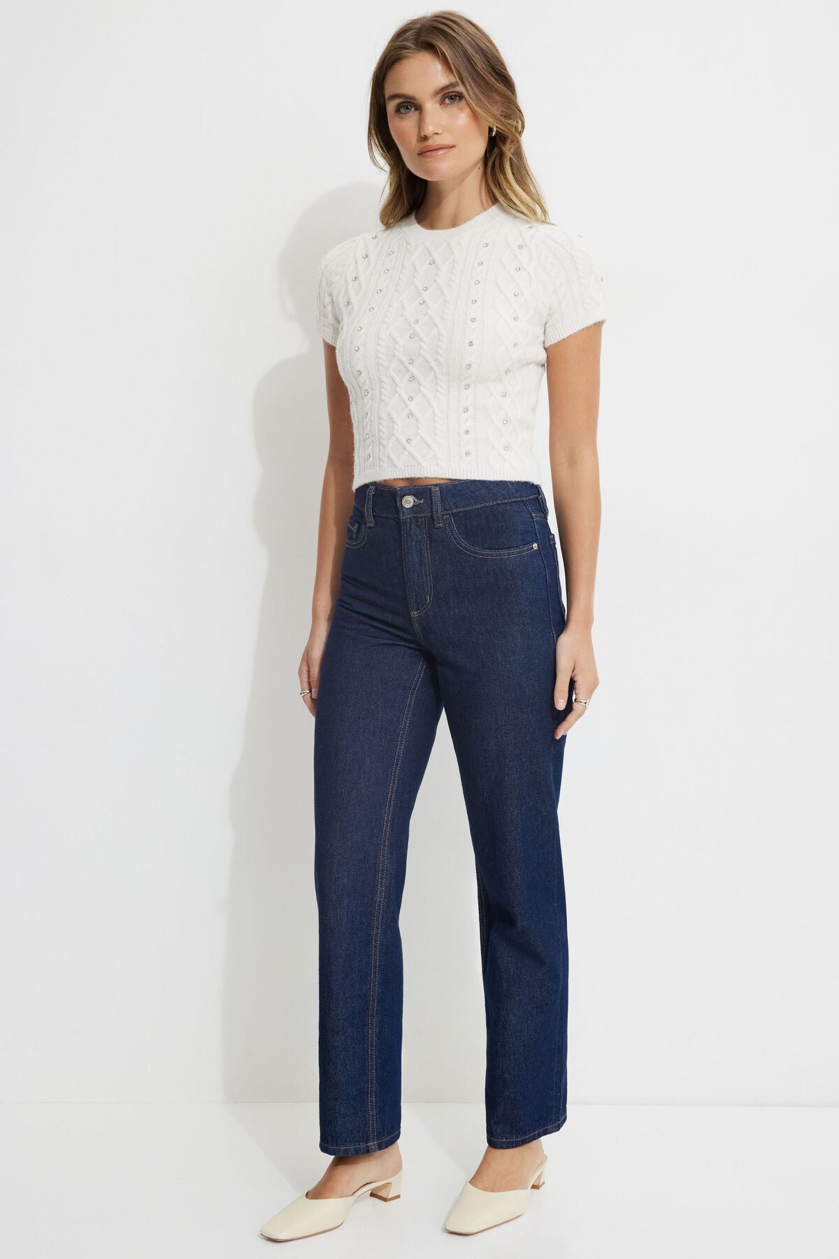 Pull en maille torsadée et strass Andi