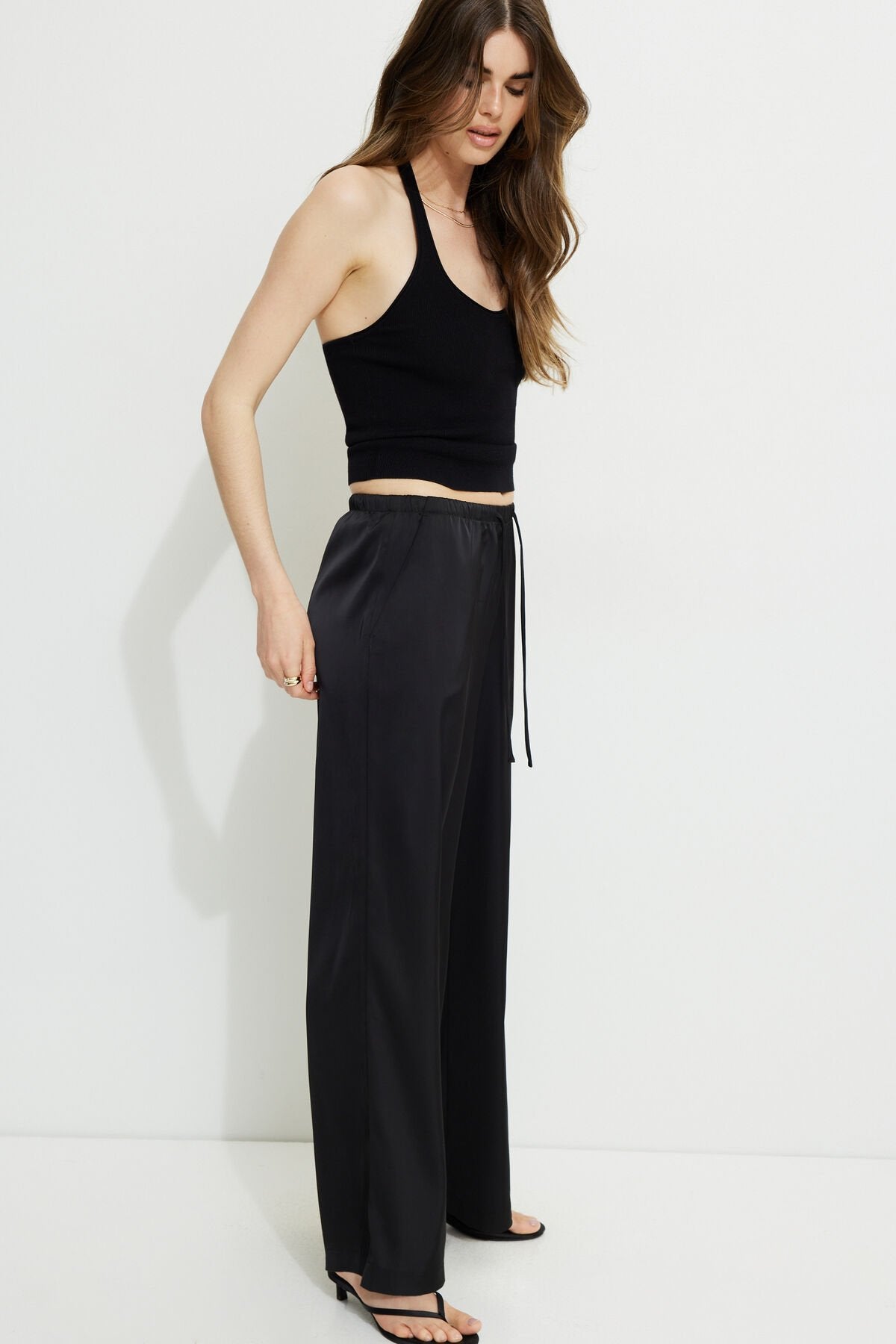 Pantalon large en satin Leo