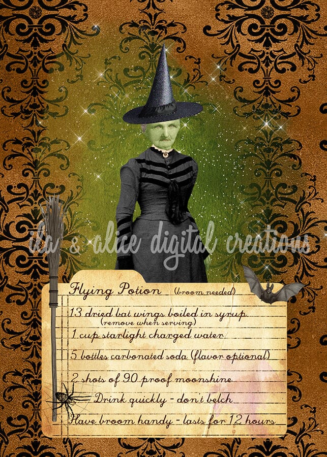 Witches with Cauldron Recipes Postcards