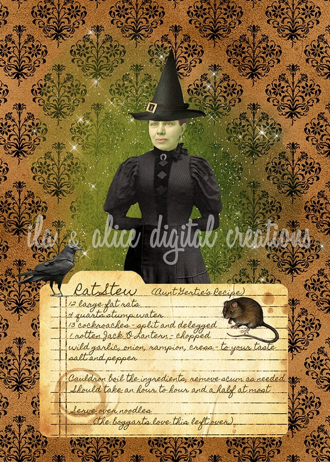 Witches with Cauldron Recipes Postcards