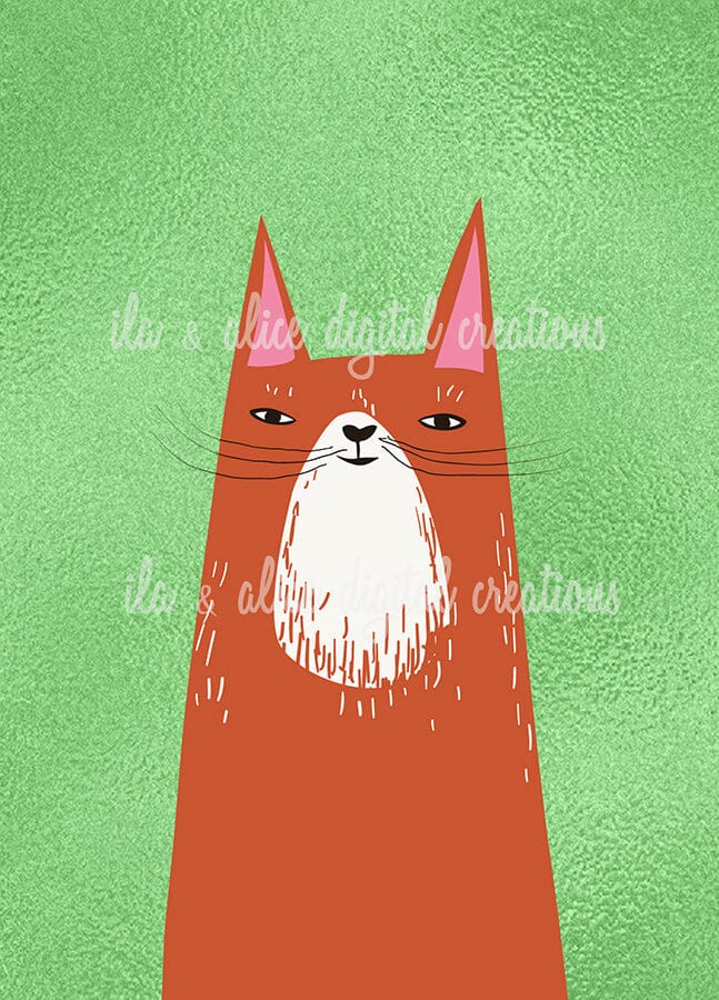 Funny Cat Illustration Postcards