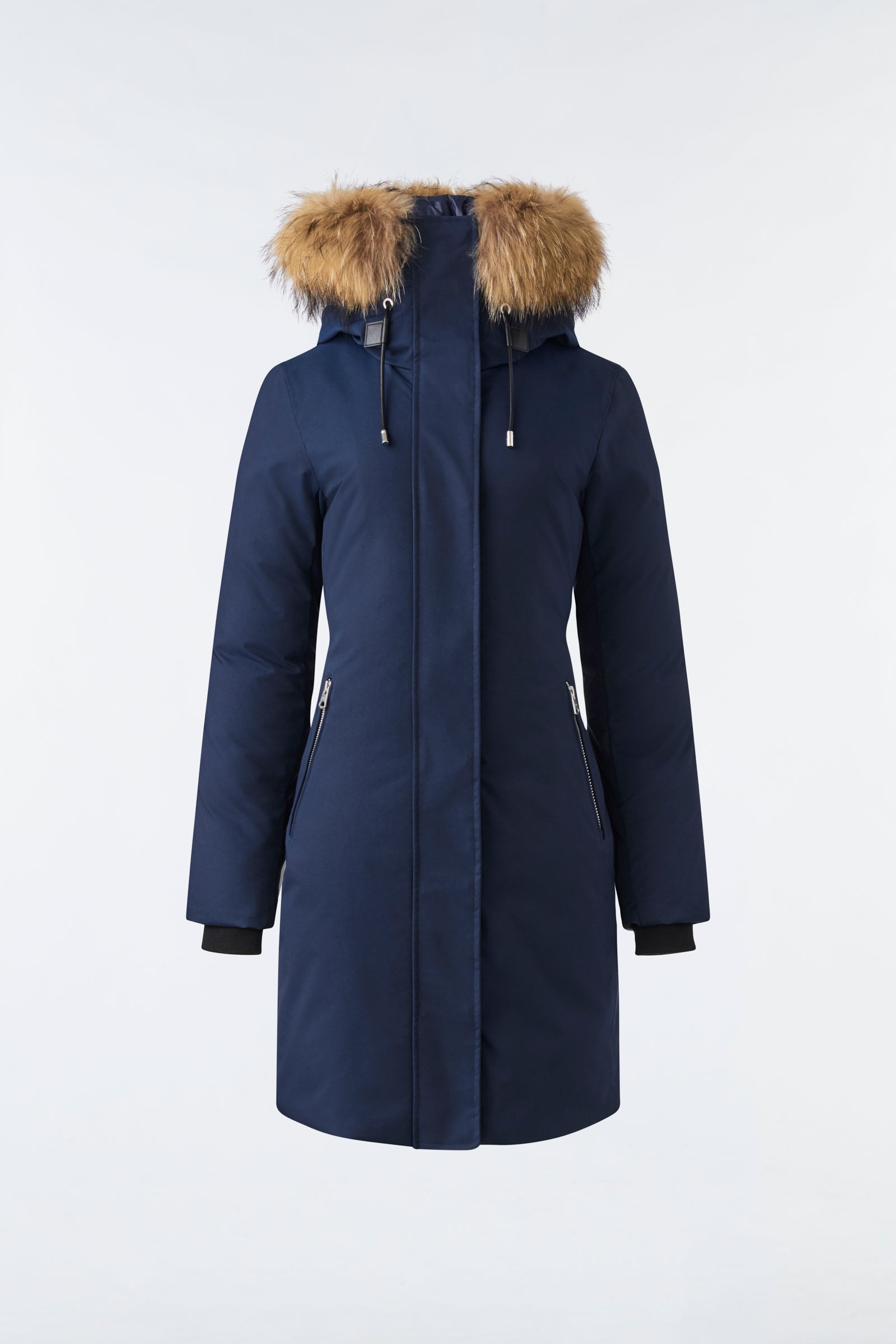 Manteau ajusté SHILOH 2-EN-1 avec plastron amovible et fourrure naturelle