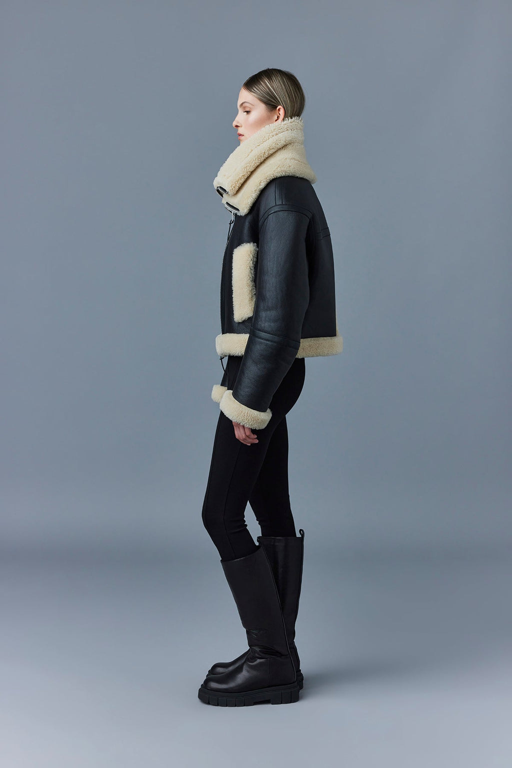 Veste en peau de mouton PENELOPA à double col