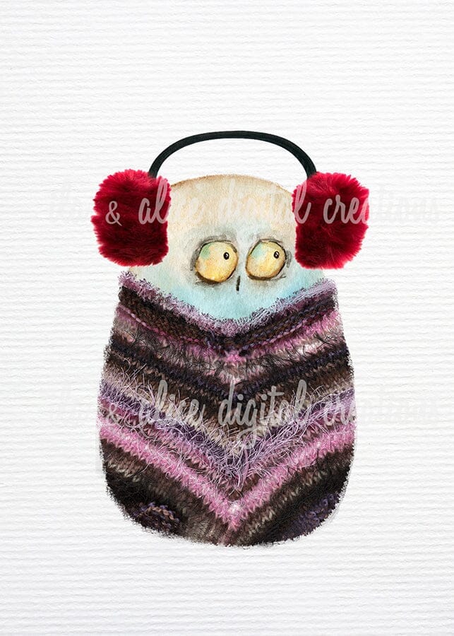 Cartes postales de chouettes mignonnes en pull