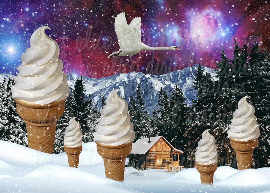 Curious Winter Places Collage Art Postcards