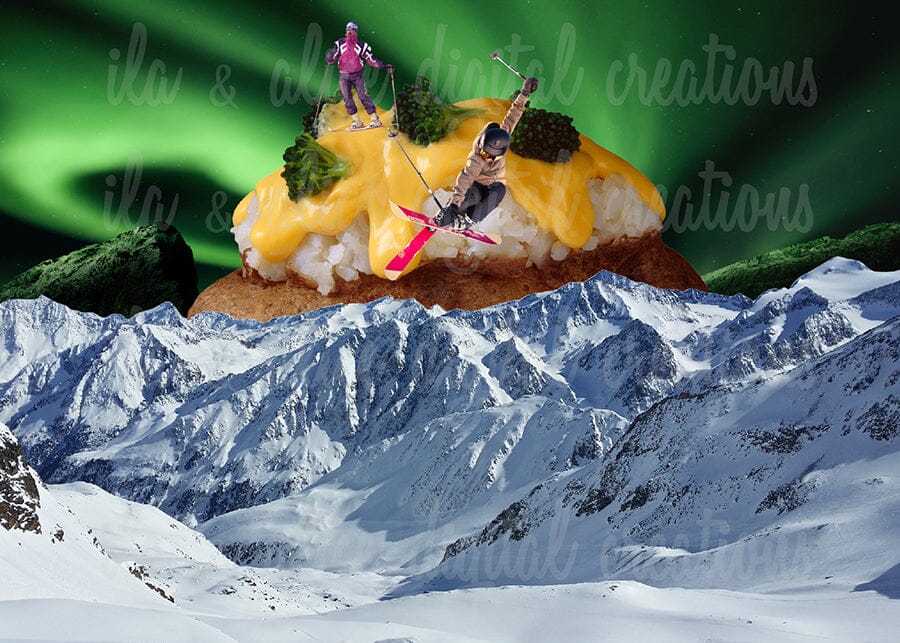 Cartes postales d'art de collage de lieux d'hiver curieux