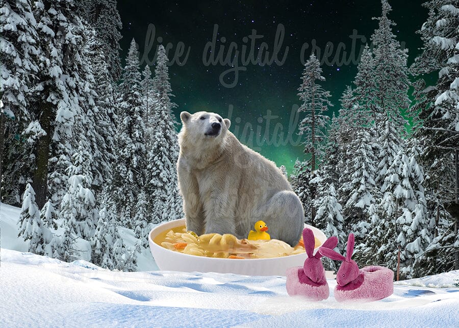 Cartes postales d'art de collage de lieux d'hiver curieux