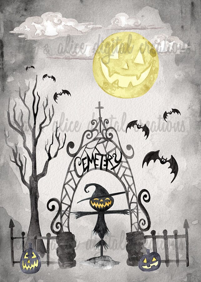Spooky Graveyard Postcards