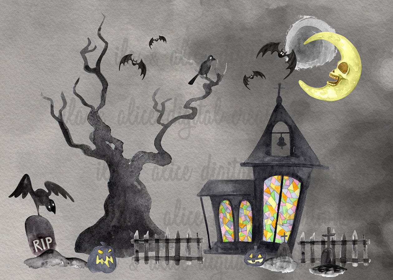 Spooky Graveyard Postcards
