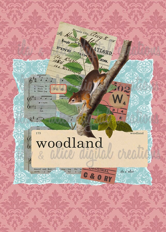 Woodland Collage Postcards