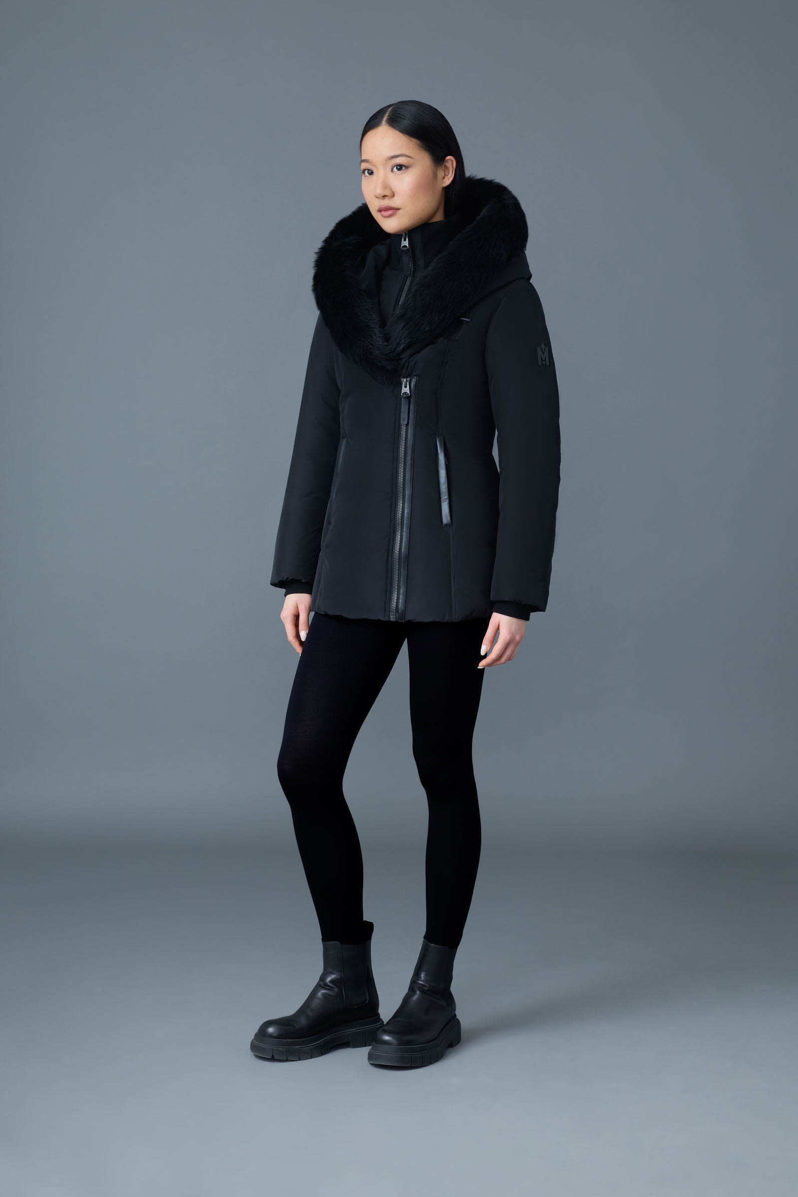 Manteau en duvet ADALI avec col Signature Mackage en peau de mouton