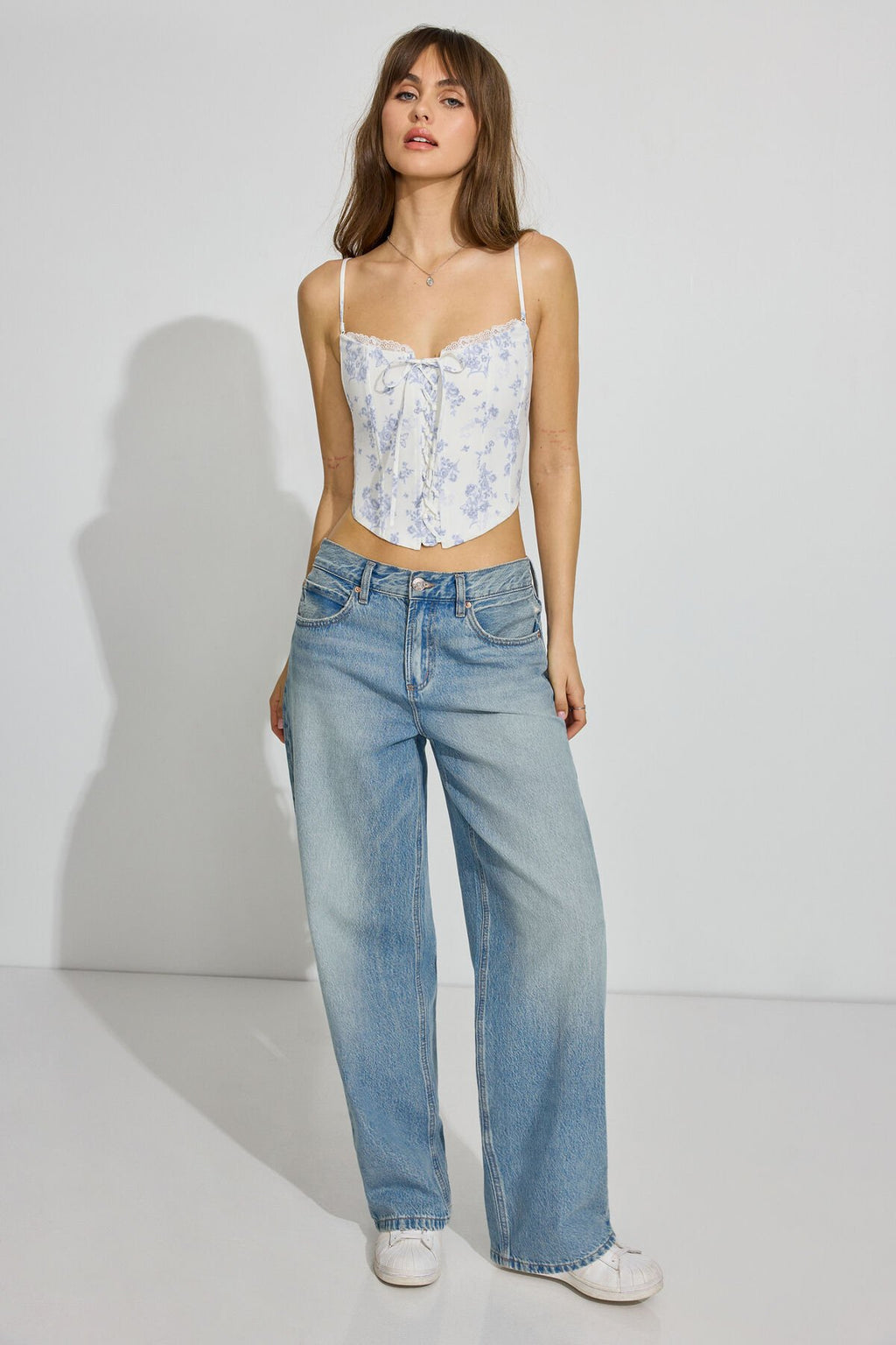 Lace Trim Lace Up Corset