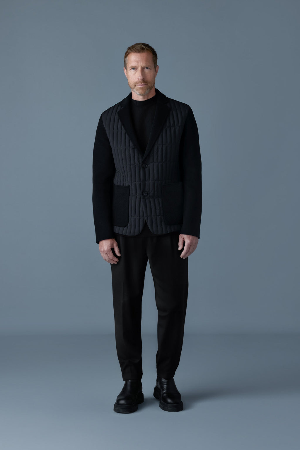 JOHN Mixed-media vertical quilt blazer