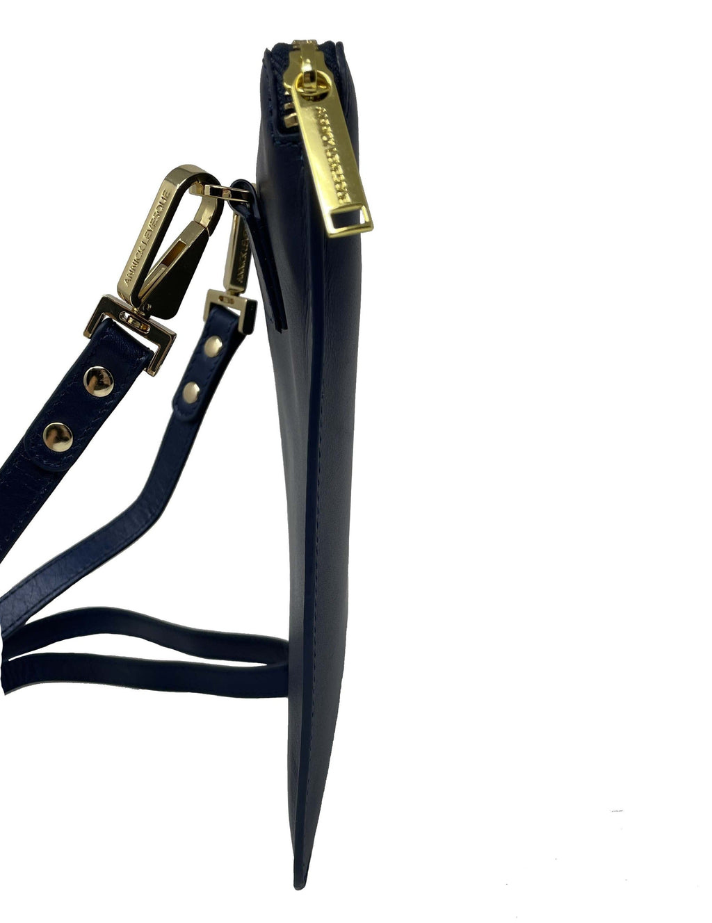 Small Genuine Leather Shoulder Bag Stella, Navy