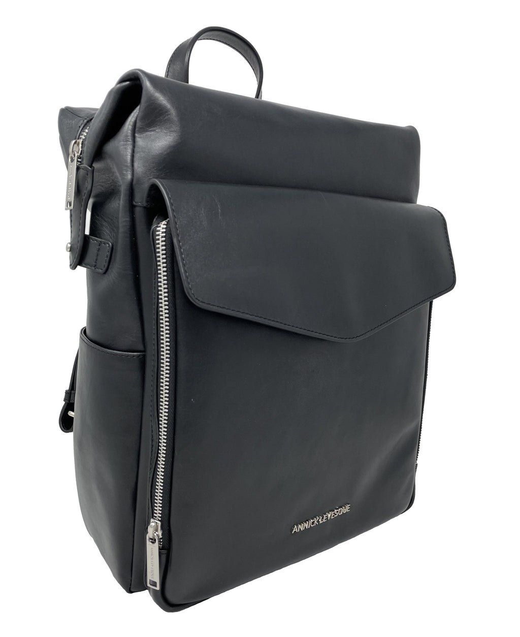 Large Black Genuine Leather Backpack | Léanne