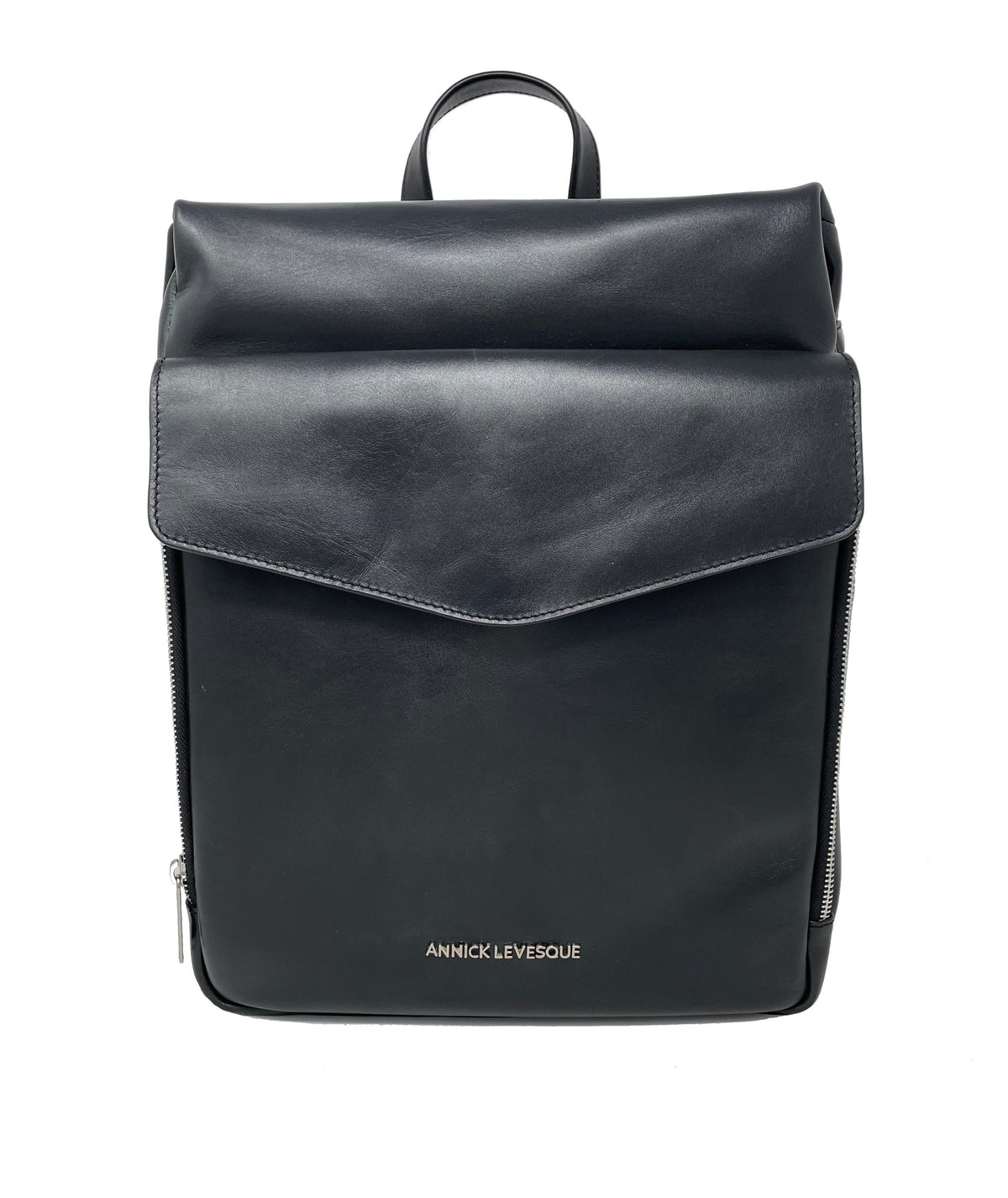 Large Black Genuine Leather Backpack | Léanne