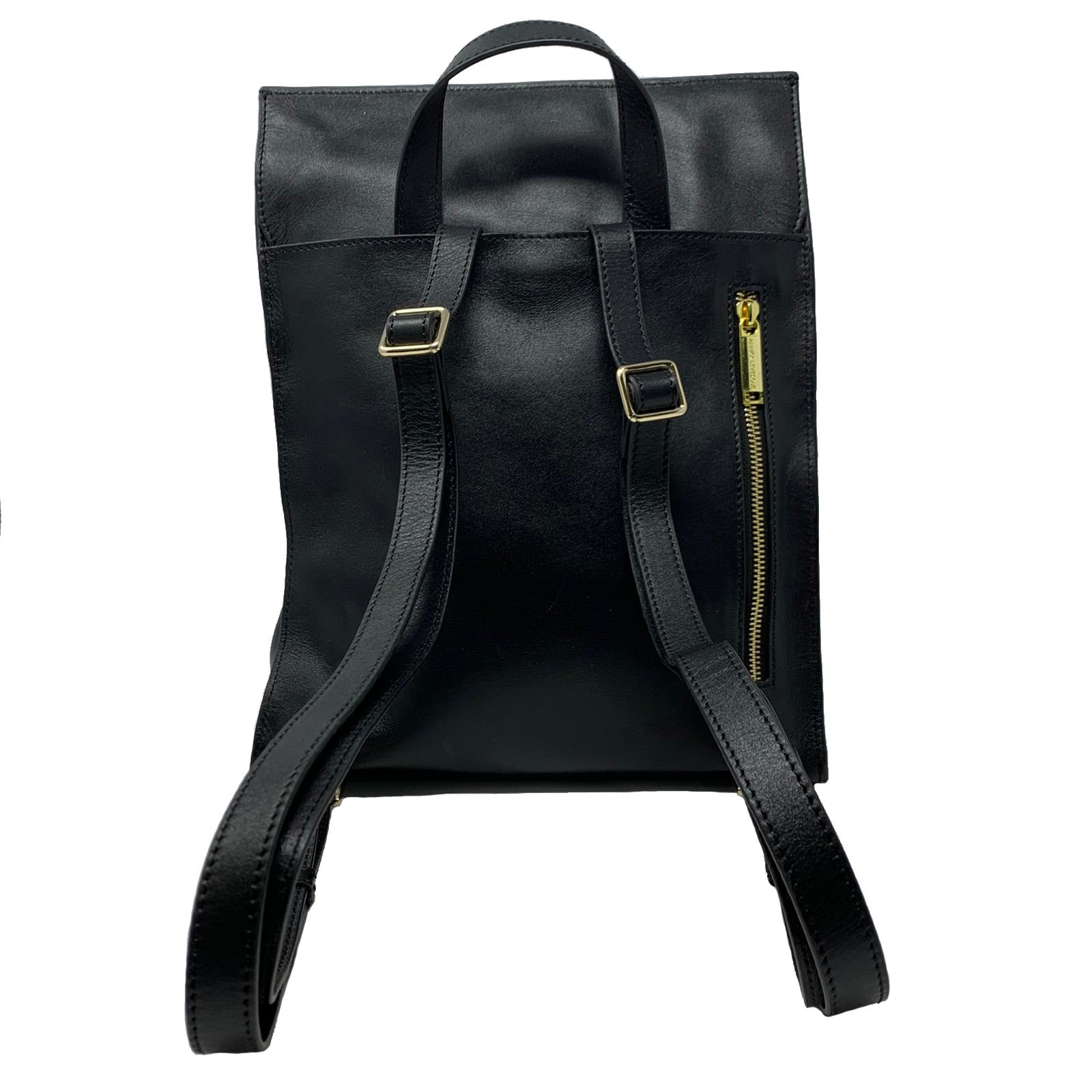 Black Genuine Leather Backpack, Antoinette