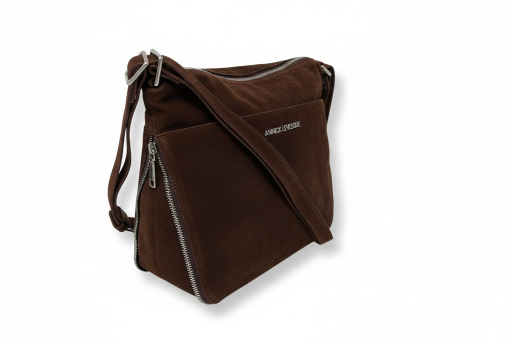 Brown Suede Convertible Backpack, Josée