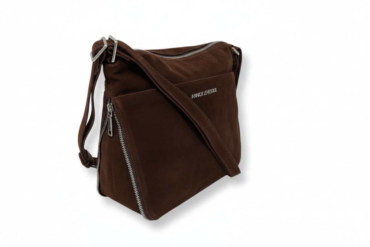 Brown Suede Convertible Backpack, Josée