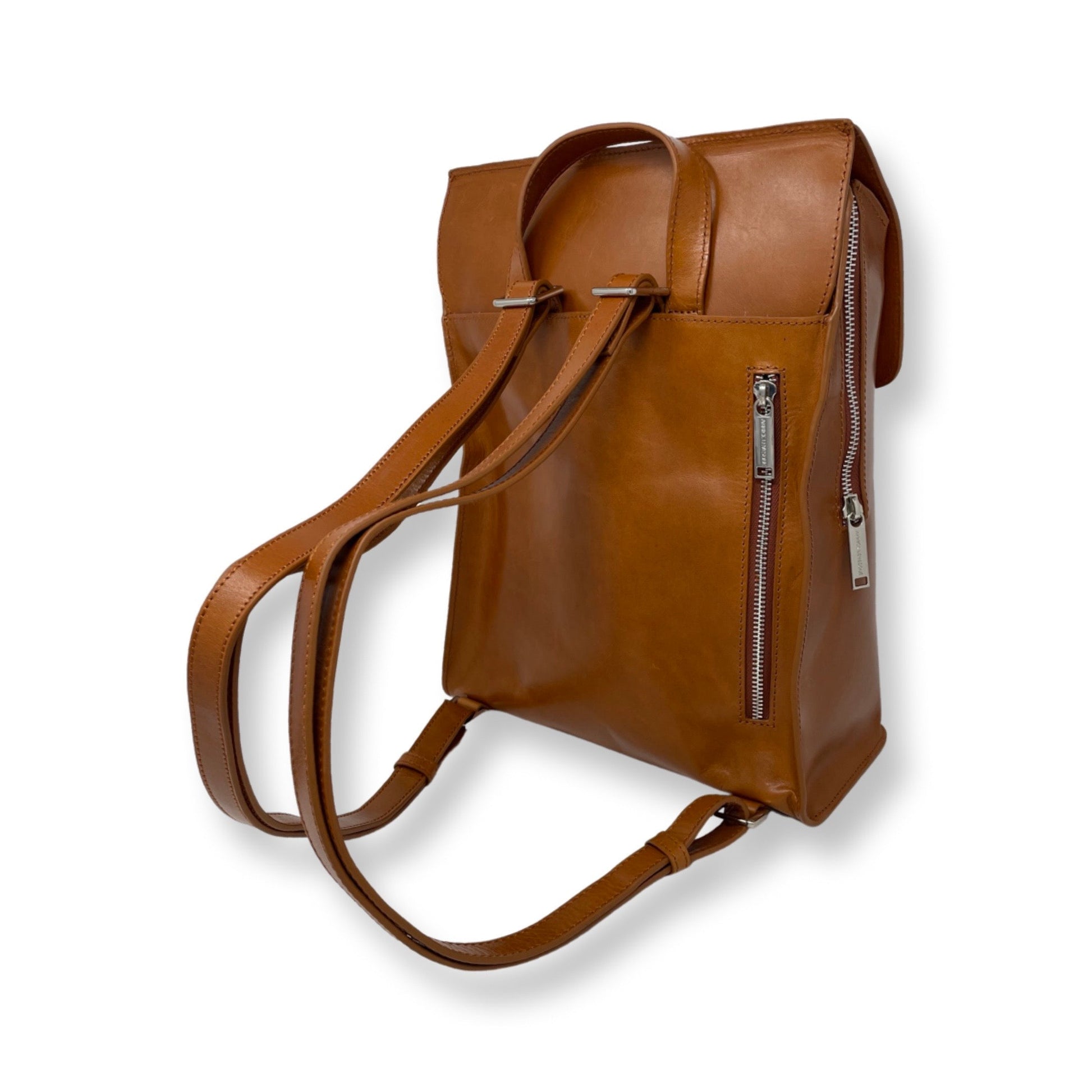 Cognac Leather Backpack, Antoinette