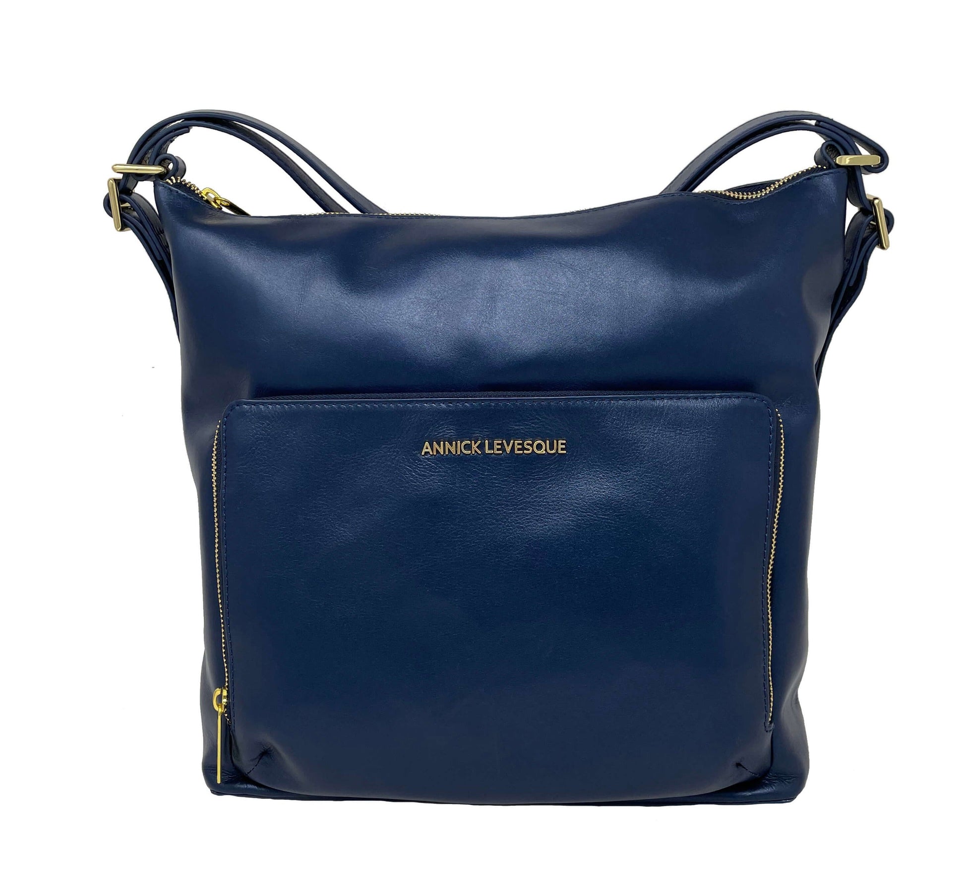 Transformable Navy Blue Leather Handbag, Alexandra