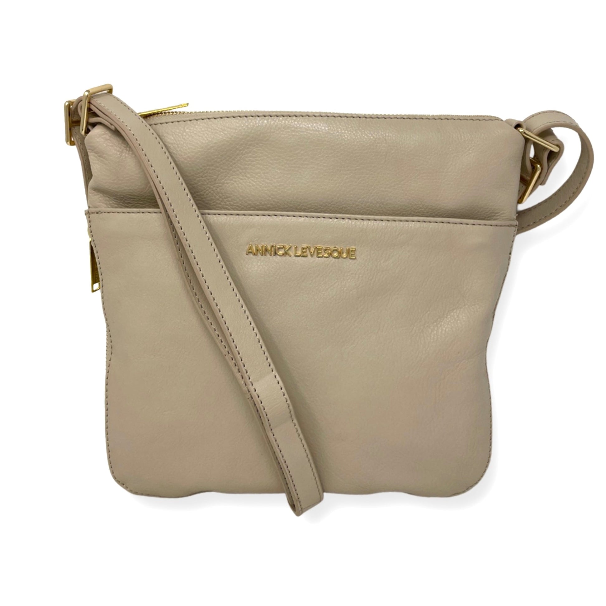 Beige Genuine Leather Transformable Handbag, Josée