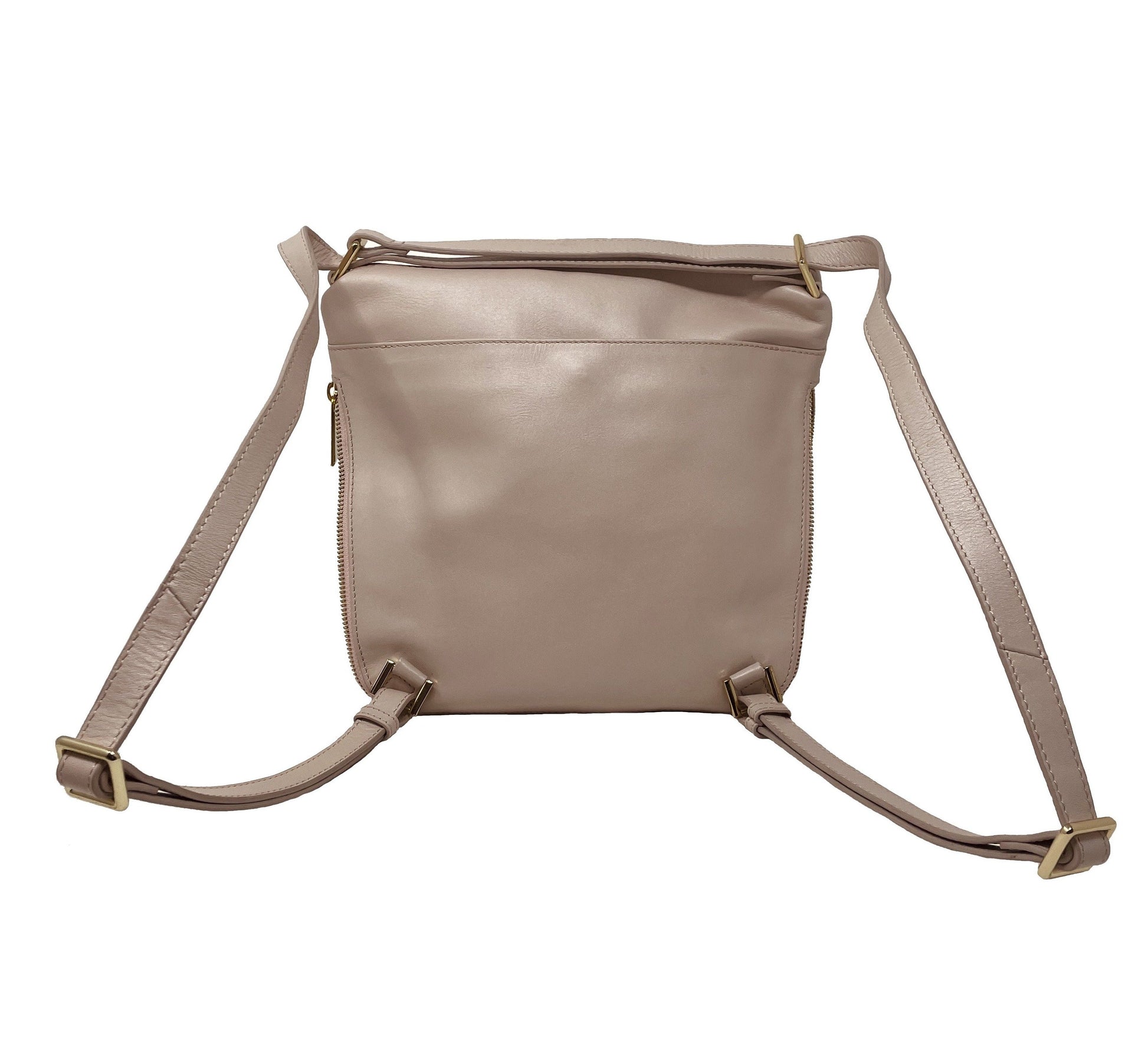 Transformable Genuine Leather Handbag Josée, Blush Pink